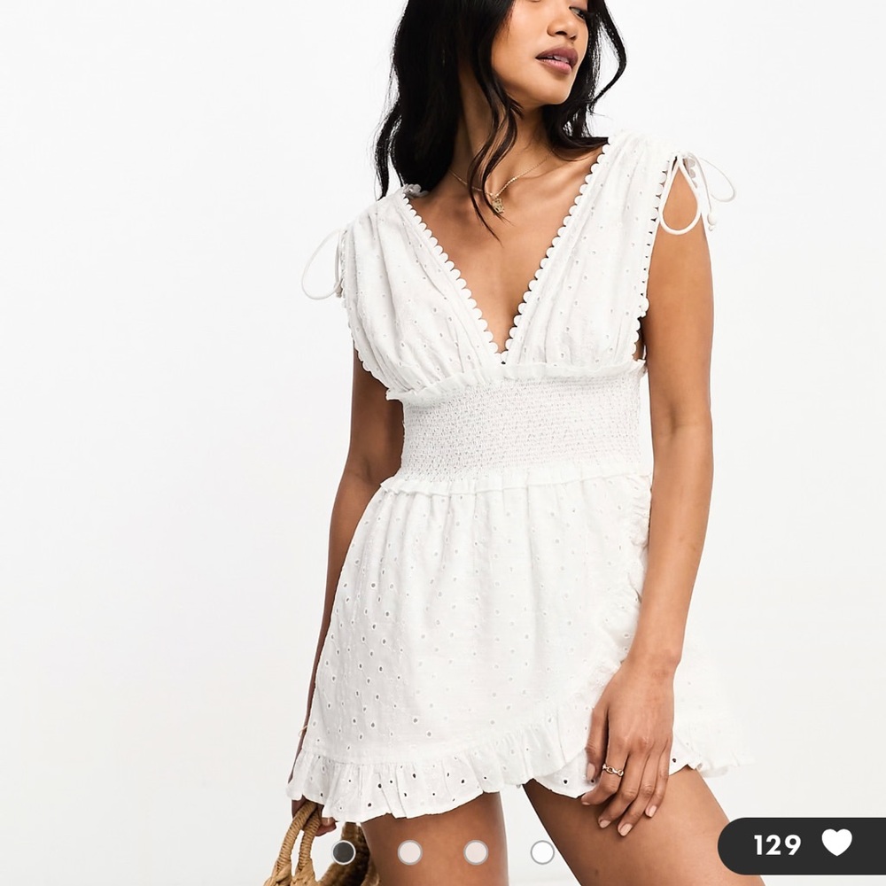 River Island White Romper with Eyelet Detail